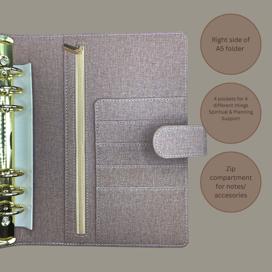 Mauve Linen A5 Journal Folder (Where Faith Meets Productivity)