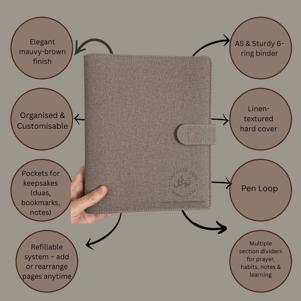 Mauve Linen A5 Journal Folder (Where Faith Meets Productivity)