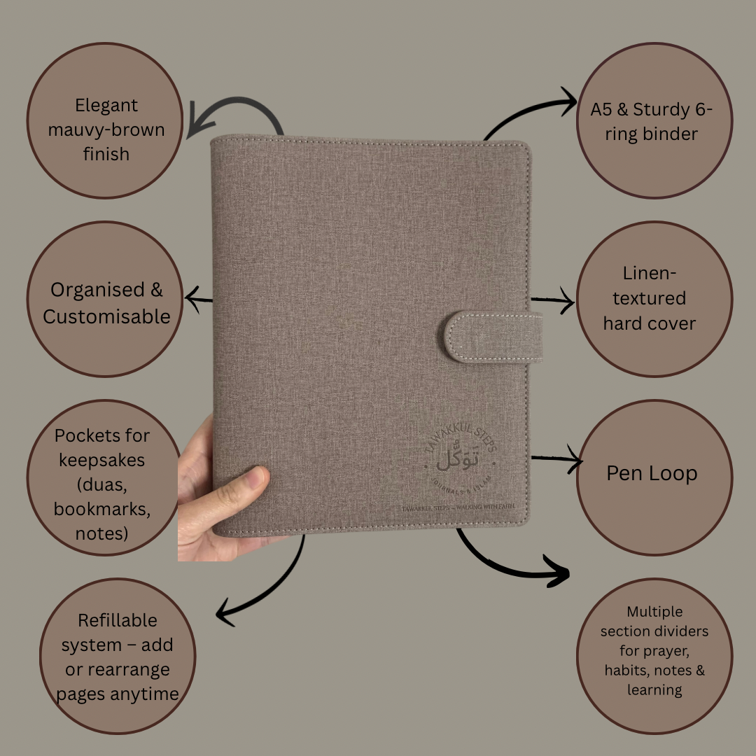 Mauve Linen A5 Journal Folder (Where Faith Meets Productivity)