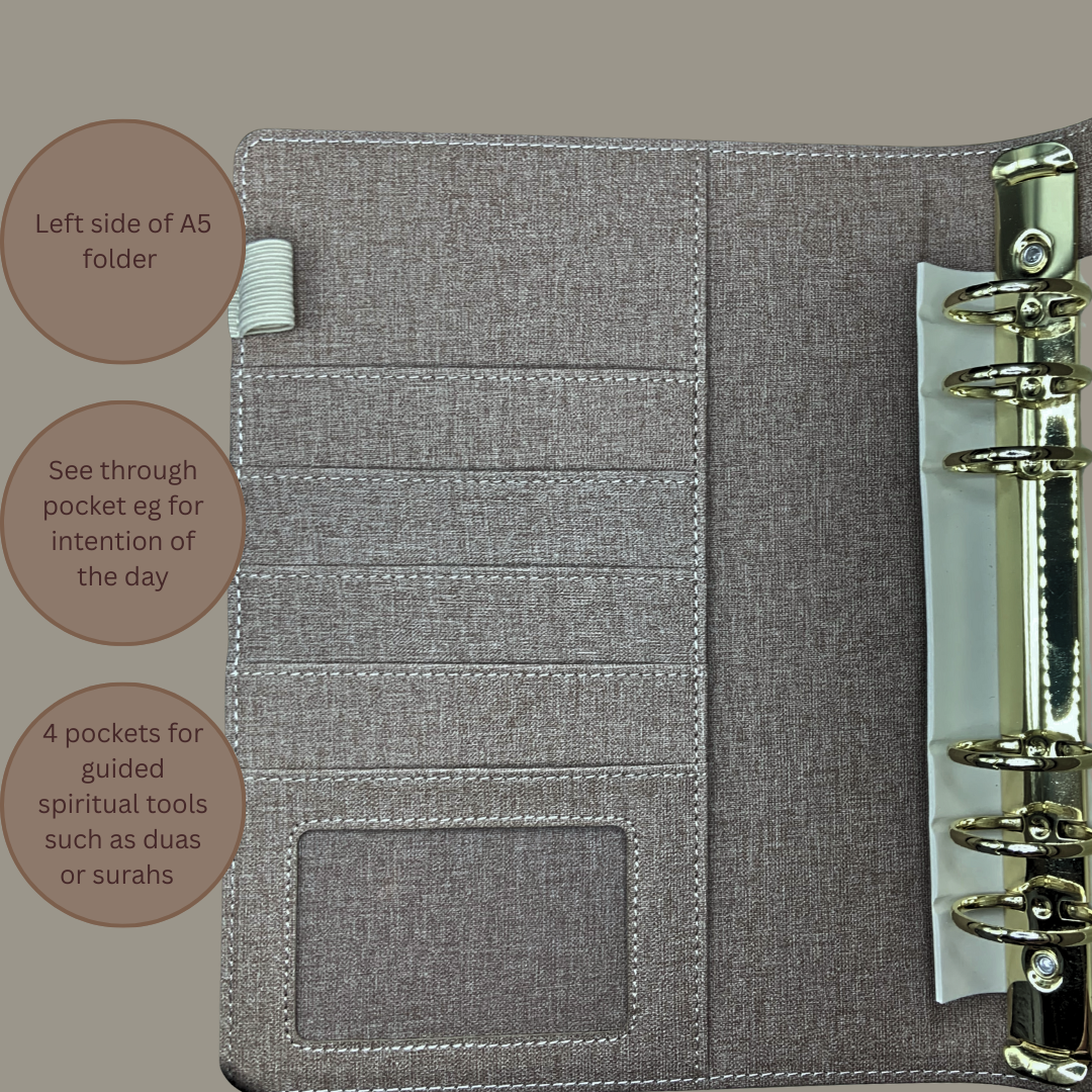 Mauve Linen A5 Journal Folder (Where Faith Meets Productivity)